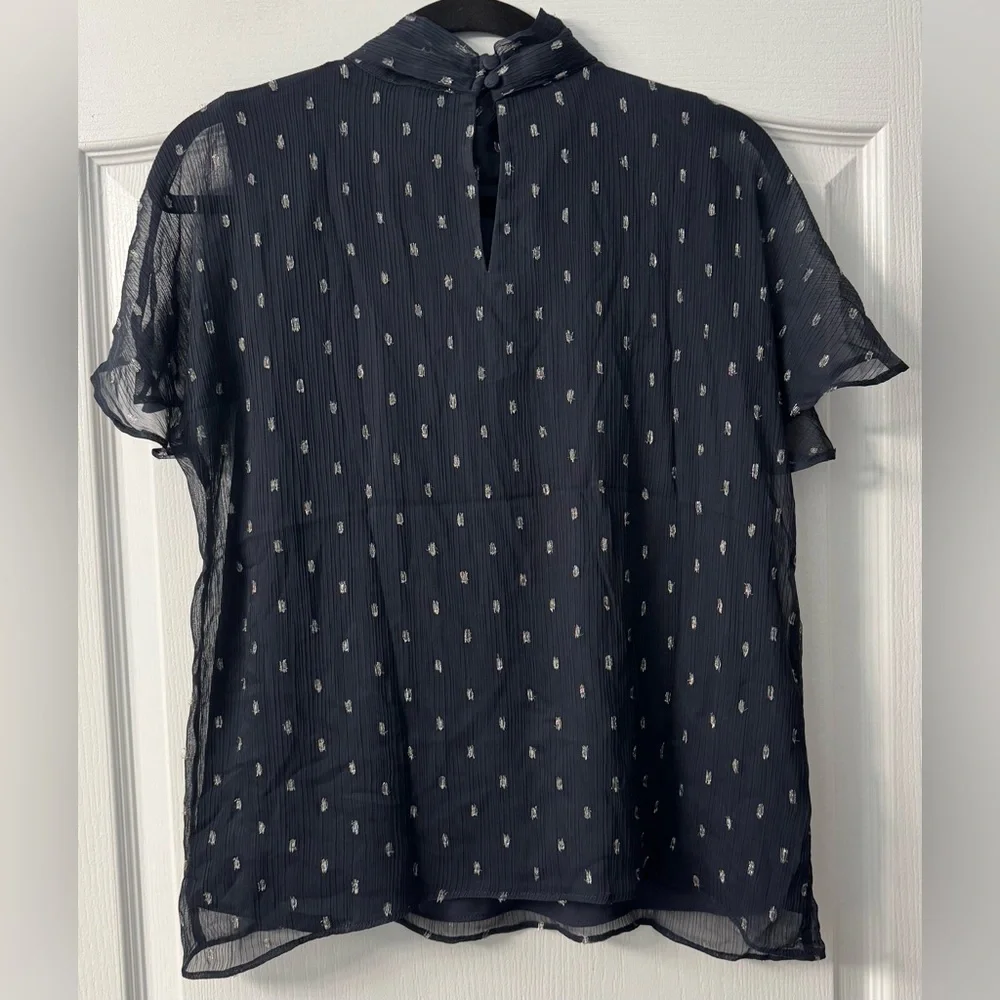 Ann Taylor Petite Metallic Designed Blouse with a Bow - Picture 6 of 9